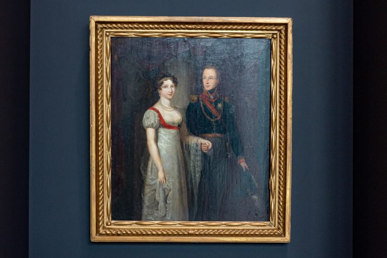 Schilderij Dubbelportret van Koning WIllem II en Anna Paulowna Na huwelijk in 1816 van Jan Willem Pieneman