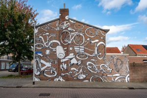 Muurschildering Bicycles van Jeroen Erosie in Tilburg